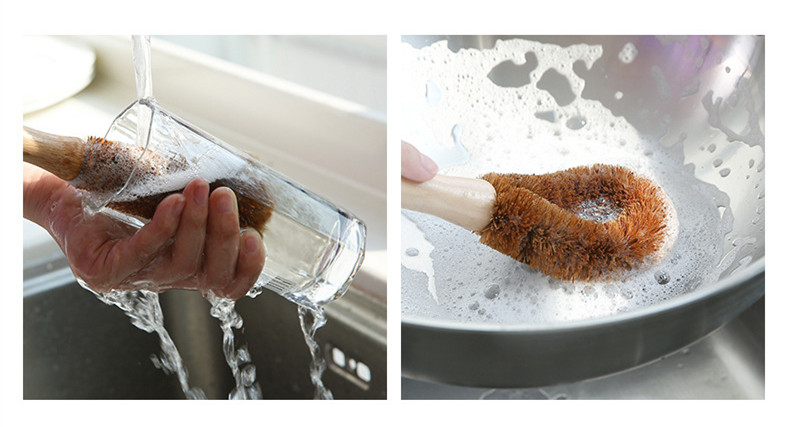 coconut fiber pan bottle cleaning brush