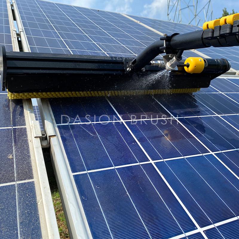 Application of solar panel cleaning rotating brush