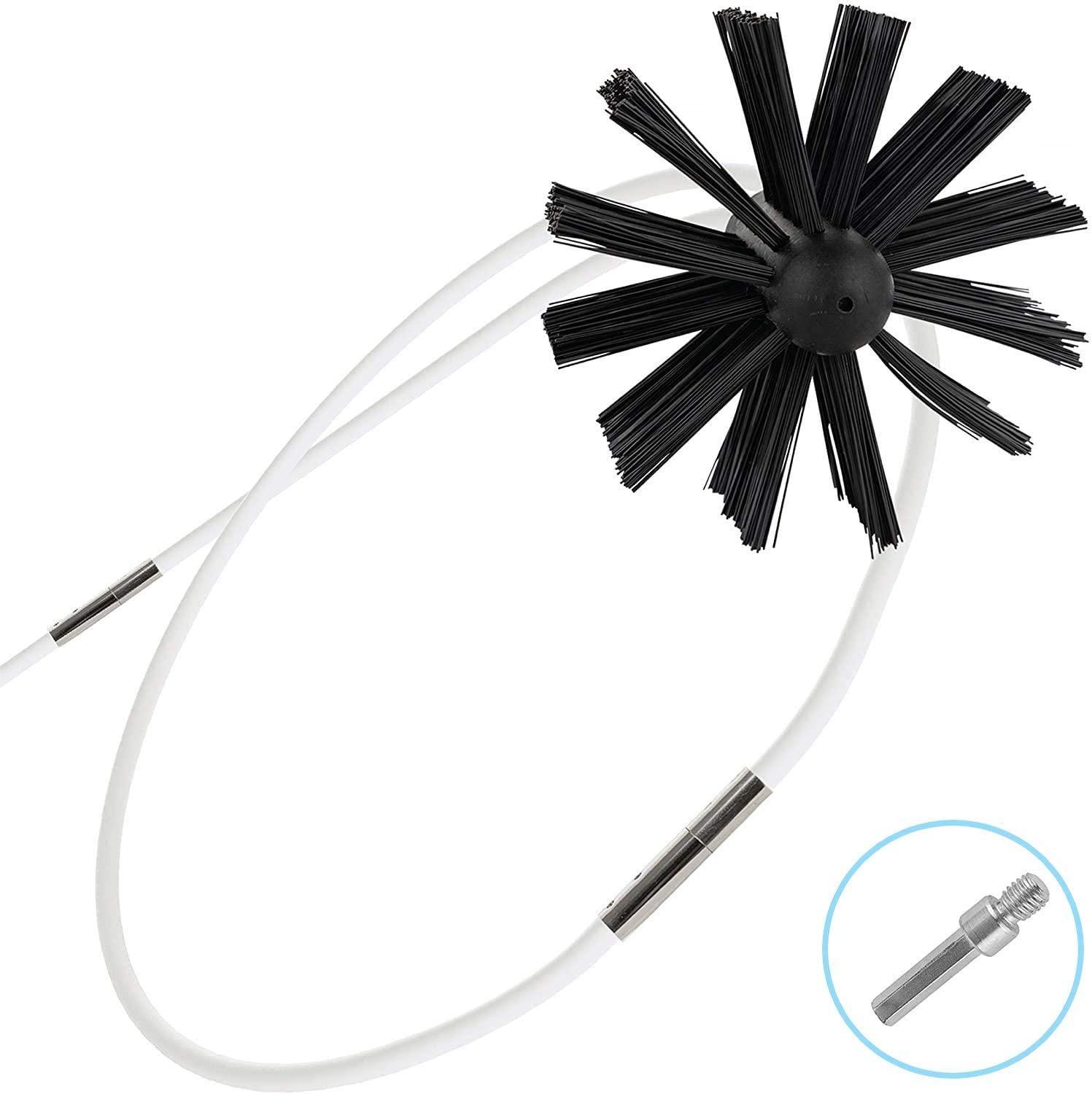 Chimney Cleaning Brush Kit With Flexible Rods - Flue Sweep Brush, Nylon Bristles, Includes Brush + Rods + Long Handle