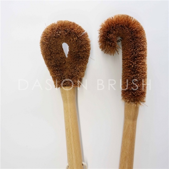 Environmental Coconut Fiber Pan Pot Cleaning Brush Set With Wooden Handle 