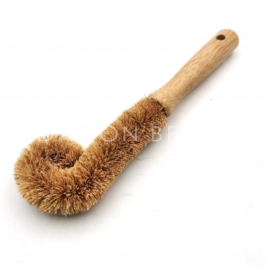 Environmental Coconut Fiber Pan Pot Cleaning Brush Set With Wooden Handle 